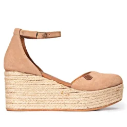 Alpargatas cuña Popa cantalar beige con tacón de ráfia