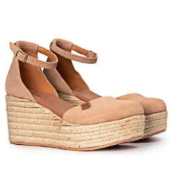 Alpargatas cuña Popa cantalar beige con tacón de ráfia