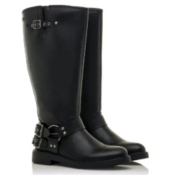 Botas planas Mustang 59563 bruna estilo biker