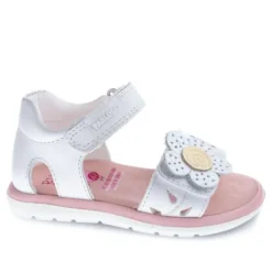 sandalias Pablosky con doble velcro y flor delantera en dos tonos
