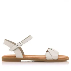 Sandalias planas Mustang zue beige con tiras delanteras trenzadas de piel