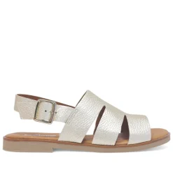 Sandalias planas Redlove jimena dorada con pala ancha cut out de piel