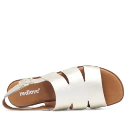 Sandalias planas Redlove jimena dorada con pala ancha cut out de piel