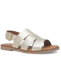 Sandalias planas Redlove jimena dorada con pala ancha cut out de piel