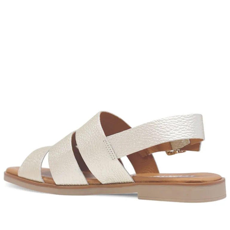 Sandalias planas Redlove jimena dorada con pala ancha cut out de piel