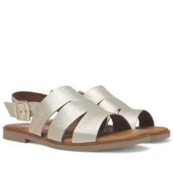 Sandalias planas Redlove jimena dorada con pala ancha cut out de piel