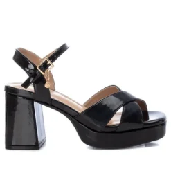 Sandalias tacón Xti negras cruzadas con tacón cuadrado