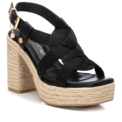 Sandalias tacón Xti negras con trenzado en el empeine