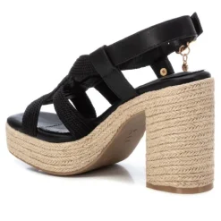 Sandalias tacón Xti negras con trenzado en el empeine