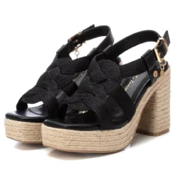 Sandalias tacón Xti negras con trenzado en el empeine