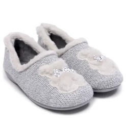 Zapatillas casa de tejido con diseño de osito cerradas