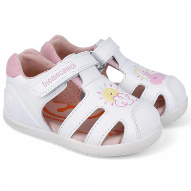 ZAPATOS BIOMECANICS DE NIñA BLANCO Y ROSA 252166D